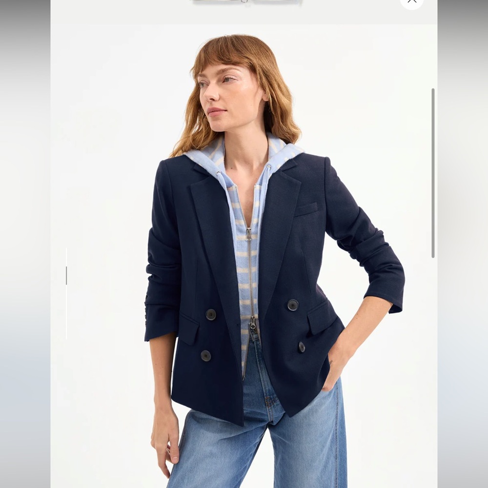 Veronica beard Dickey insert blue striped cashmere nwt 00-14 / one size - Picture 2 of 8